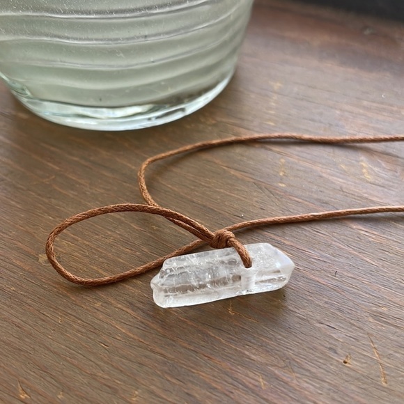 Natural Clear Quartz Cylinder Necklace - Picture 5 of 14